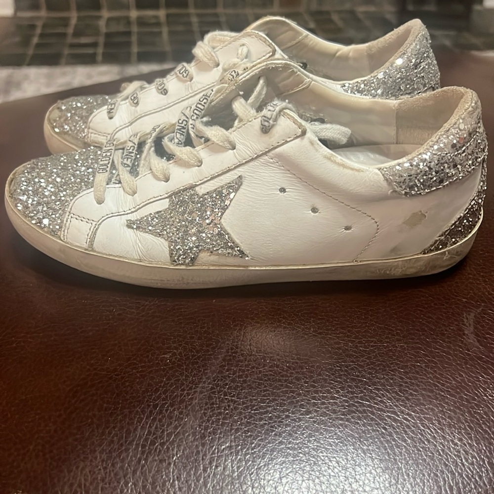 Authentic Golden Goose Superstar glitter white & silver sneaker